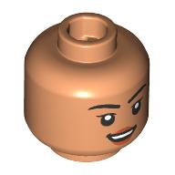 Minifig Head Black Eyebrows, Nougat Lips, Open Mouth Smile/Raised Eyebrow (28621pr4195)