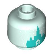 Minifig Head (No Face), Dark Turquoise Arendelle Castle Print (28621pr4255)