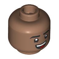 Minifig Head Miles Morales, Black Eyebrows, Open Mouth Smile / Confused (28621pr4532)