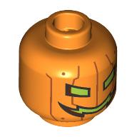 Minifig Head Metal Carved Pumpkin, Dark Orange Seems, Yellow Eyes, Mouth (28621pr9615)