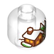 Minifig Head No Face, Log Cabin (Snowglobe) Print (28621pr9617)