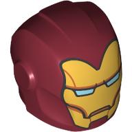 Helmet with Armor Plates and Ear Protectors with Gold Mask with Bright Light Blue Eye Slits Print (Iron Man) (28631pr0421)