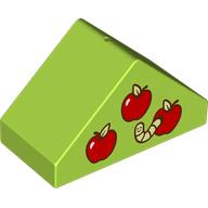Duplo Brick 4 x 2 Double Slope 45° with Apples print (29303pr0004)