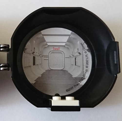 Pod, Round, Half, Back with 1 x 2 Plate White with Star Ship Interior Sticker (29632pr0011)