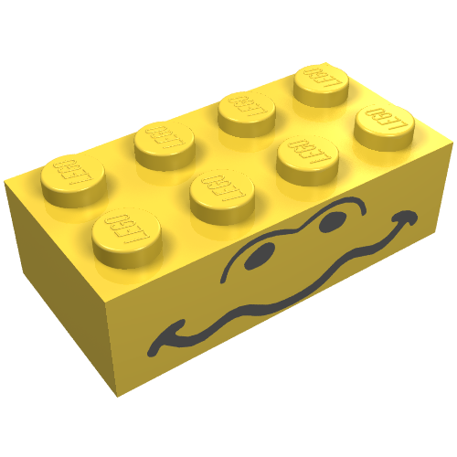 Brick 2 x 4 with Wavy Mouth and Eyes Print (3001pr0009)