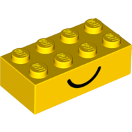 Brick 2 x 4 with Smile and Frown Print on Opposite Sides (3001pr0043)