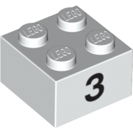 Brick 2 x 2 with Black "3" Print (3003pr0008)