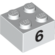 Brick 2 x 2 with Black "6" Print (3003pr0011)