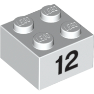Brick 2 x 2 with Black "12" Print (3003pr0017)