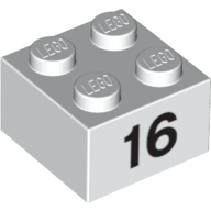 Brick 2 x 2 with Black "16" Print (3003pr0021)