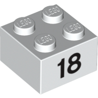 Brick 2 x 2 with Black "18" Print (3003pr0023)