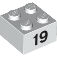 Brick 2 x 2 with Black "19" Print (3003pr0024)
