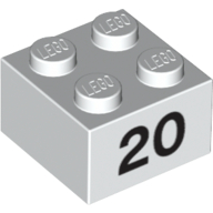 Brick 2 x 2 with Black "20" Print (3003pr0025)
