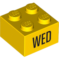 Brick 2 x 2 with Black 'WED' Print (3003pr0046)