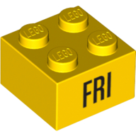 Brick 2 x 2 with Black 'FRI' Print (3003pr0048)