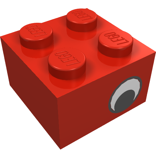Brick 2 x 2 with Eye with White Print on Two Sides, Offset (3003pr0053)