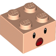 Brick 2 x 2 with Face, Surprised Open Mouth print (3003pr0160)
