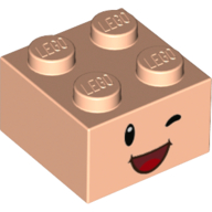 Brick 2 x 2 with Face, Winking Eyes and Open Mouth Smile Print (3003pr0171)