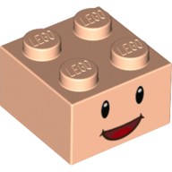 Brick 2 x 2 with Face, Black Eyes and Open Mouth Smile Print (3003pr0175)