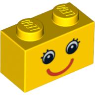 Brick 1 x 2 with Eyes and Red Smile Print (3004pr0002)