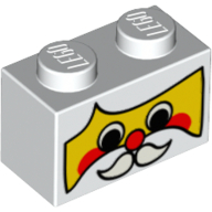 Brick 1 x 2 with Santa Claus Face Print (3004pr0008)