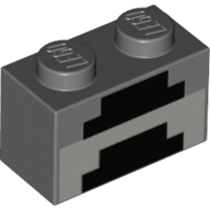 Brick 1 x 2 with Pixelated Forge Print (3004pr0021)