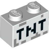 Brick 1 x 2 with Black 'TNT' Pixelated Print (3004pr0036)