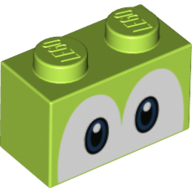 Brick 1 x 2 with Blue Eyes (Yoshi) Print (3004pr0056)