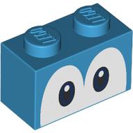 Brick 1 x 2 with Blue Eyes (Yoshi) Print (3004pr0056)