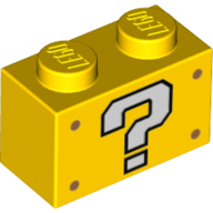 Brick 1 x 2 with White Question Mark '?' print (3004pr0075)
