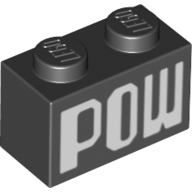 Brick 1 x 2 with White 'POW' print (3004pr0077)
