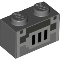 Brick 1 x 2 with Pixelated Furnace Grill Print (3004pr0090)