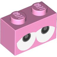 Brick 1 x 2 with Drooping Eyes (Yoshi) Print (3004pr0093)
