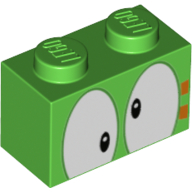 Brick 1 x 2 with Crossed Eyes and Orange Marking Print (3004pr0097)