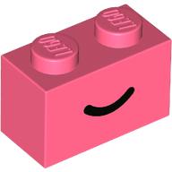 Brick 1 x 2 with Black Curved Line / Smile print (3004pr0103)