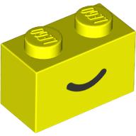 Brick 1 x 2 with Black Curved Line / Smile print (3004pr0103)