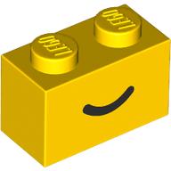 Brick 1 x 2 with Black Curved Line / Smile print (3004pr0103)