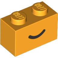 Brick 1 x 2 with Black Curved Line / Smile print (3004pr0103)