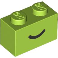 Brick 1 x 2 with Black Curved Line / Smile print (3004pr0103)