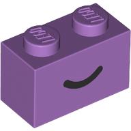 Brick 1 x 2 with Black Curved Line / Smile print (3004pr0103)