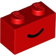 Brick 1 x 2 with Black Curved Line / Smile print (3004pr0103)
