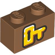 Brick 1 x 2 with Yellow Key Print (3004pr0111)