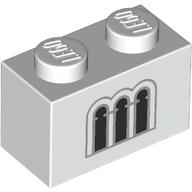 Brick 1 x 2 with Light Bluish Grey/Black Windows print (3004pr0121)