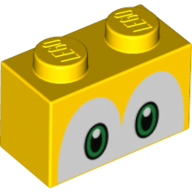 Brick 1 x 2 with Green Eyes (Koopa Troopa) Print (3004pr0138)