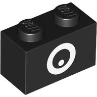 Brick 1 x 2 with White Eye print (3004pr9949)