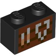 Brick 1 x 2 with Pixelated Tools on Wood print (3004pr9952)
