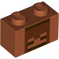Brick 1 x 2 with Reddish Brown Skeleton Face print (3004pr9953)