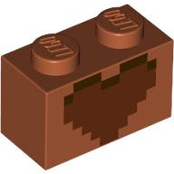 Brick 1 x 2 with Reddish Brown Heart print (3004pr9954)