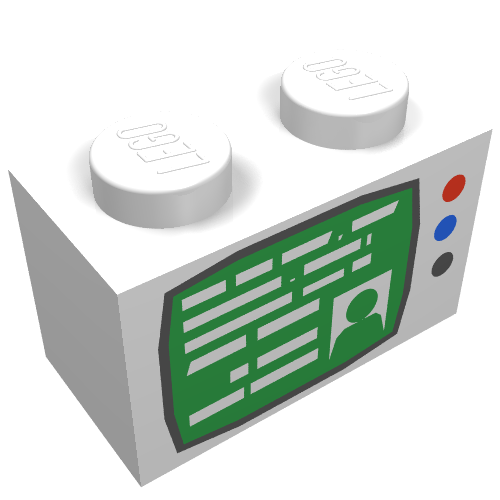 Brick 1 x 2 with TV Screen and 3 Buttons Print (3004pr9958)