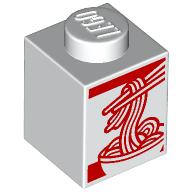 Brick 1 x 1 with Red Noodles print (3005pr0005)